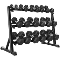 Rubber Hex Dumbbell Set with Rack