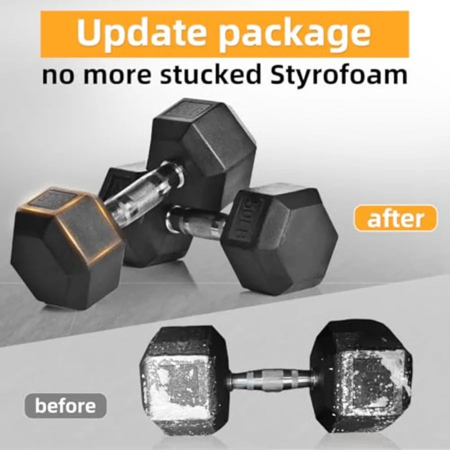 Rubber Hex Dumbbell Set with Rack