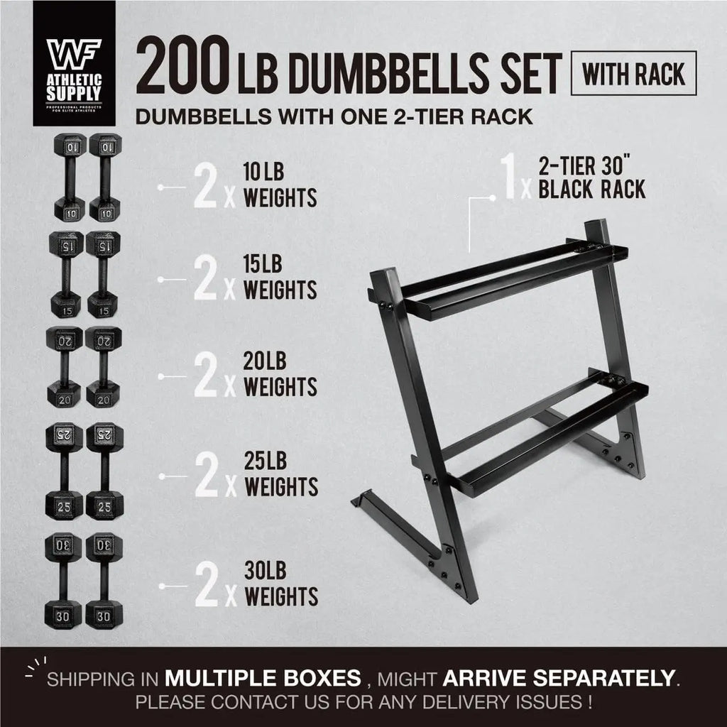 200lb Dumbbell Set with Rack