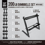 200lb Dumbbell Set with Rack
