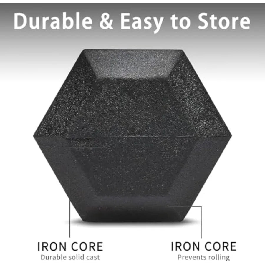 Rubber Hex Dumbbell Set with Rack